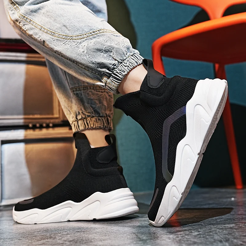 High-top Sock Sneakers Men Trendy Oversize Sports Shoes Women Mesh Breathable Jogging Shoes Oversize Walking Shoes Male Footwear