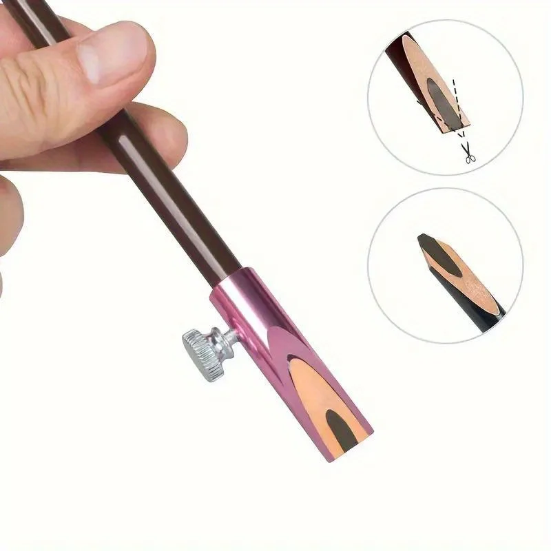 1pc Eyebrow Pencil Sharpener Cylindrical Metal U-shaped Eyebrow Pencil Sharpener With Double-sided Card Slot