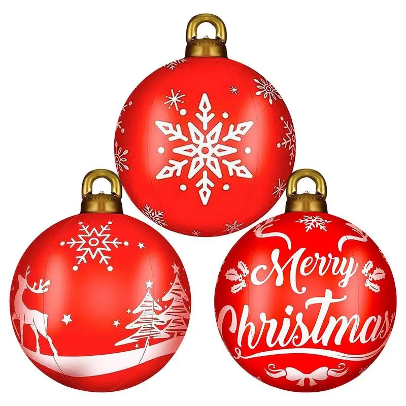 

Inflatable Christmas Ball 24in PVC Christmas balls Water Proof for Outdoor Yard Lawn Porch Decoration Christmas Supplies