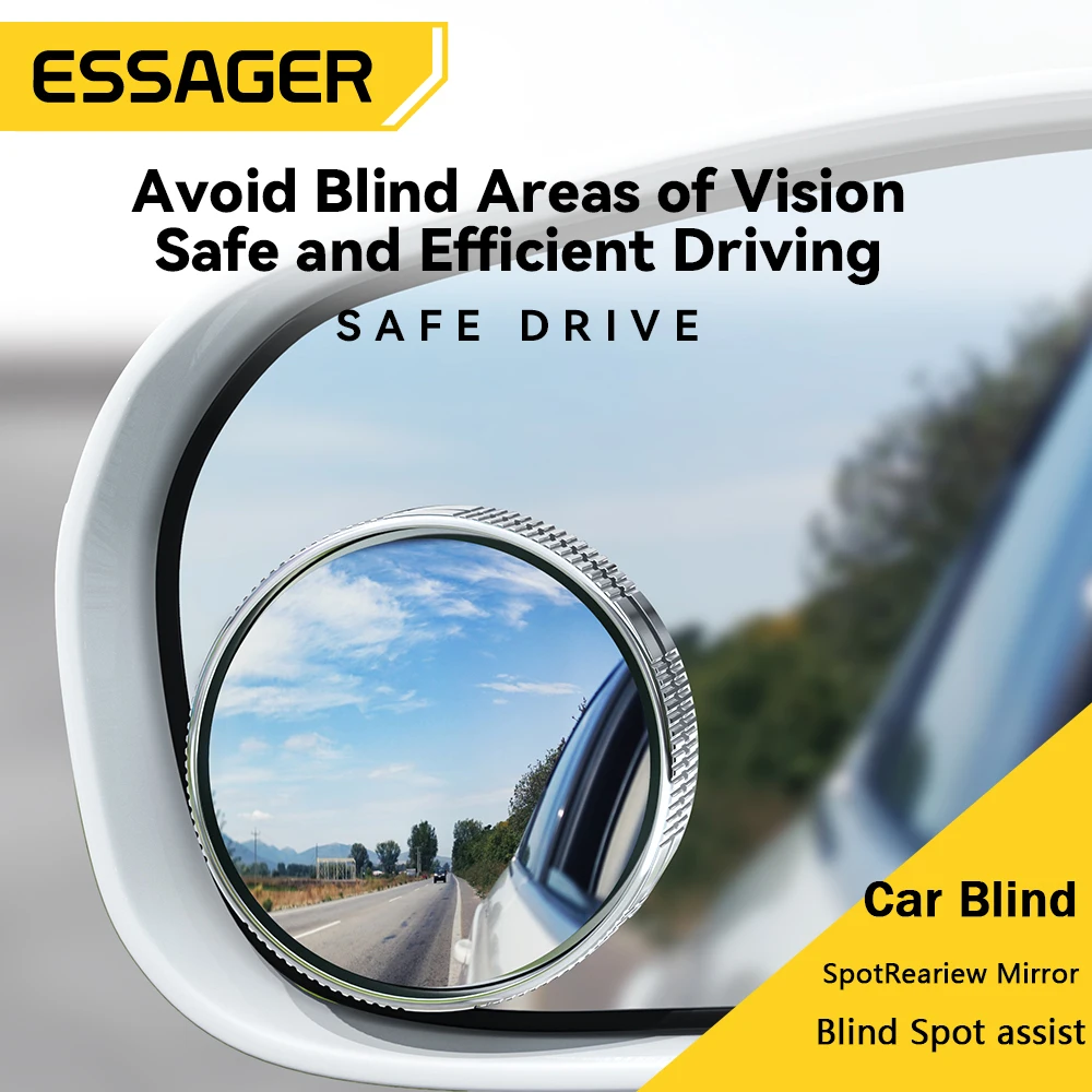 

Essager Car Rearview Mirror Blind Spot Large View Rear View Mirror Wide Angle 360° Adjustable Auxiliary Convex Mirrors
