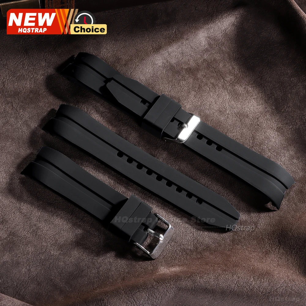 Curved Silicone Sports Watch Strap - Waterproof Soft Rubber Wristband