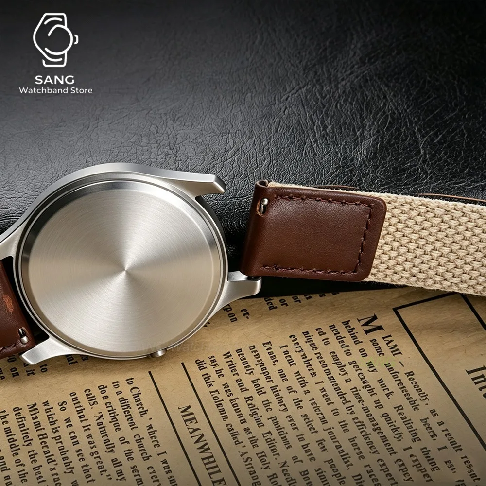 Universal Quick Release Nylon & Vintage Leather Watch Band - Military Style Replacement Wristbelt