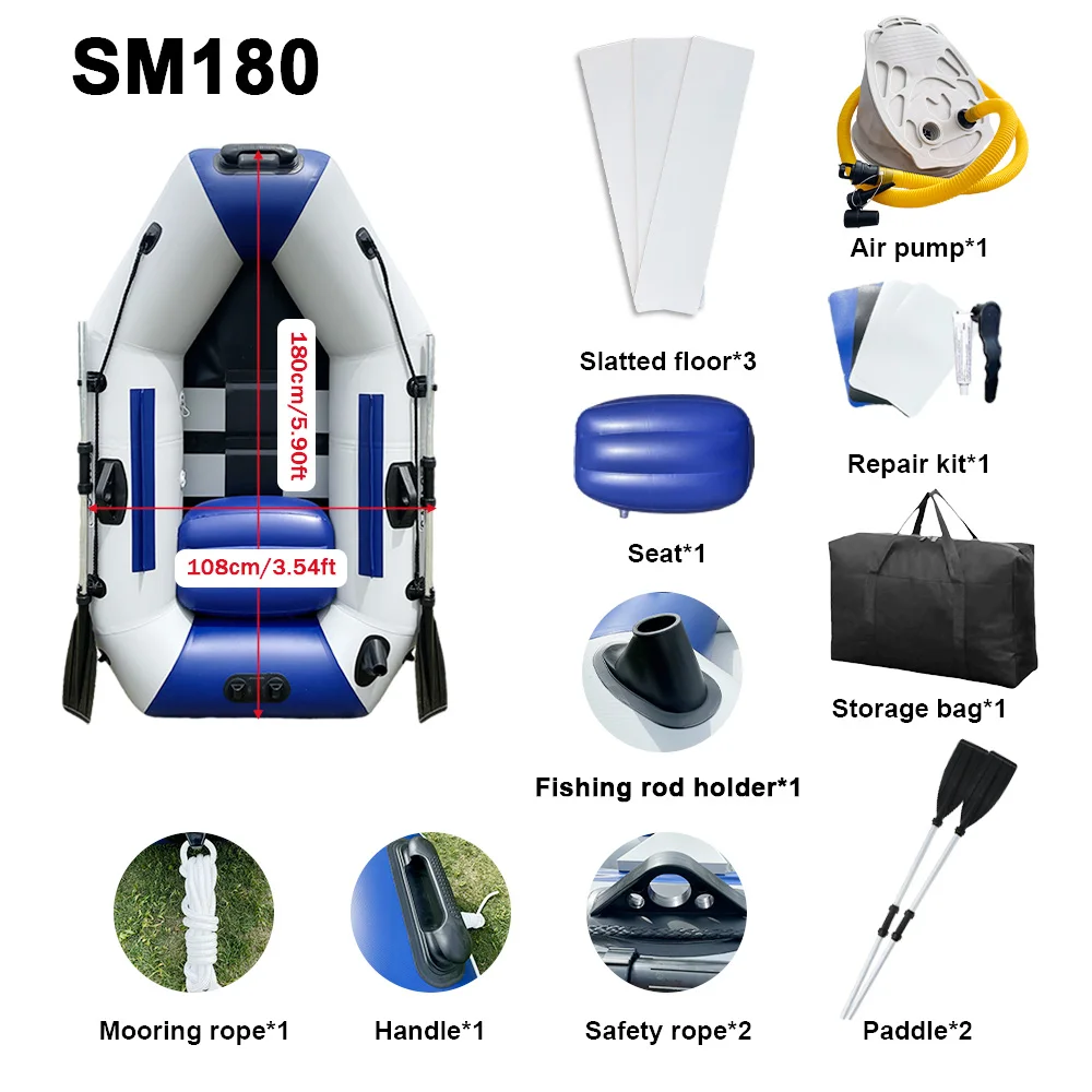 5.9ft Inflatable Kayak with Paddle Pump, PVC Inflatable Rowing Canoe with Wooden Floor, Drifting, Rafting, Surfing
