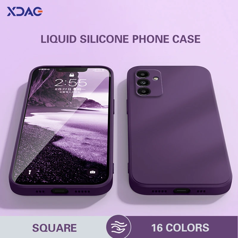 

Solid Color Mobile Phone Case for Samsung Galaxy A04S 6.5" Luxury Funda Square Liquid Silicone Soft Original Protect Cover Shell