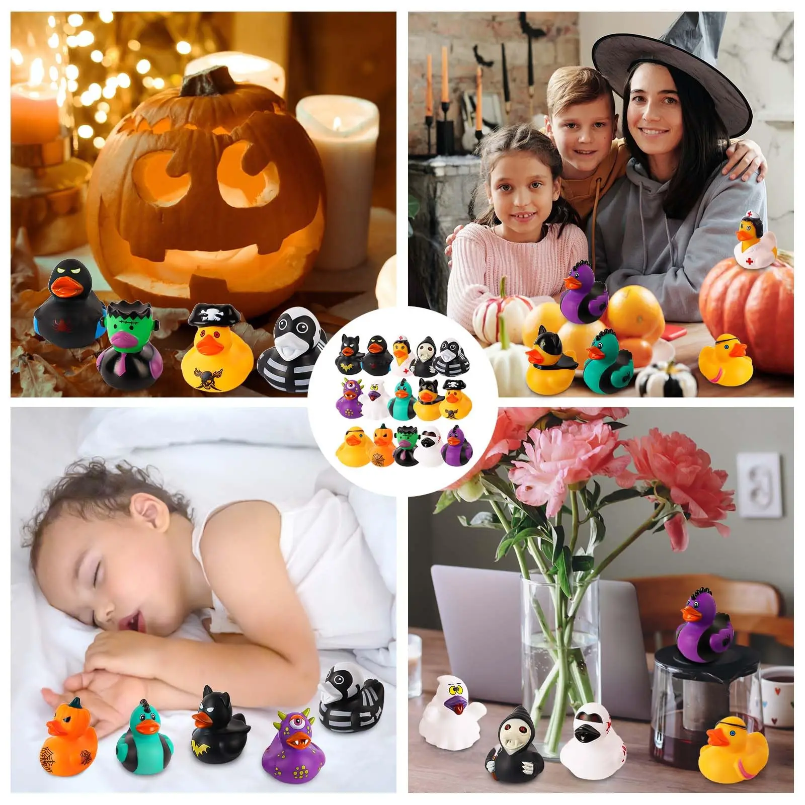 2/6/12 PC Halloween Rubber Ducks Halloween Ducks for Jeeps with Various Halloween Characters Novelty Rubber Duck Toys 6