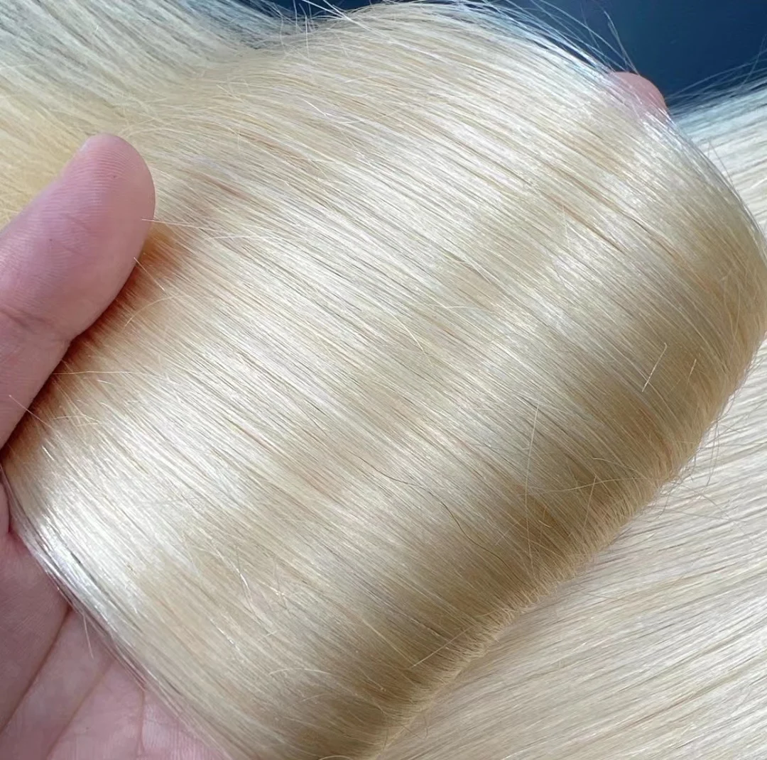 #60 Straight Tape in Human Hair Extensions Remy Human Hair Light Platinum White blonde Seamless PU Skin Weft 100% Real Virgin human hair extension