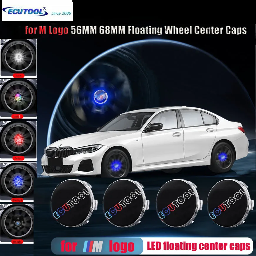 

for BMW M Logo Floating Center Caps 56MM 68MM Hub Lamp Red White Blue RGB Colorful LED Car Wheel Emblem Hubcap Lights for Choose