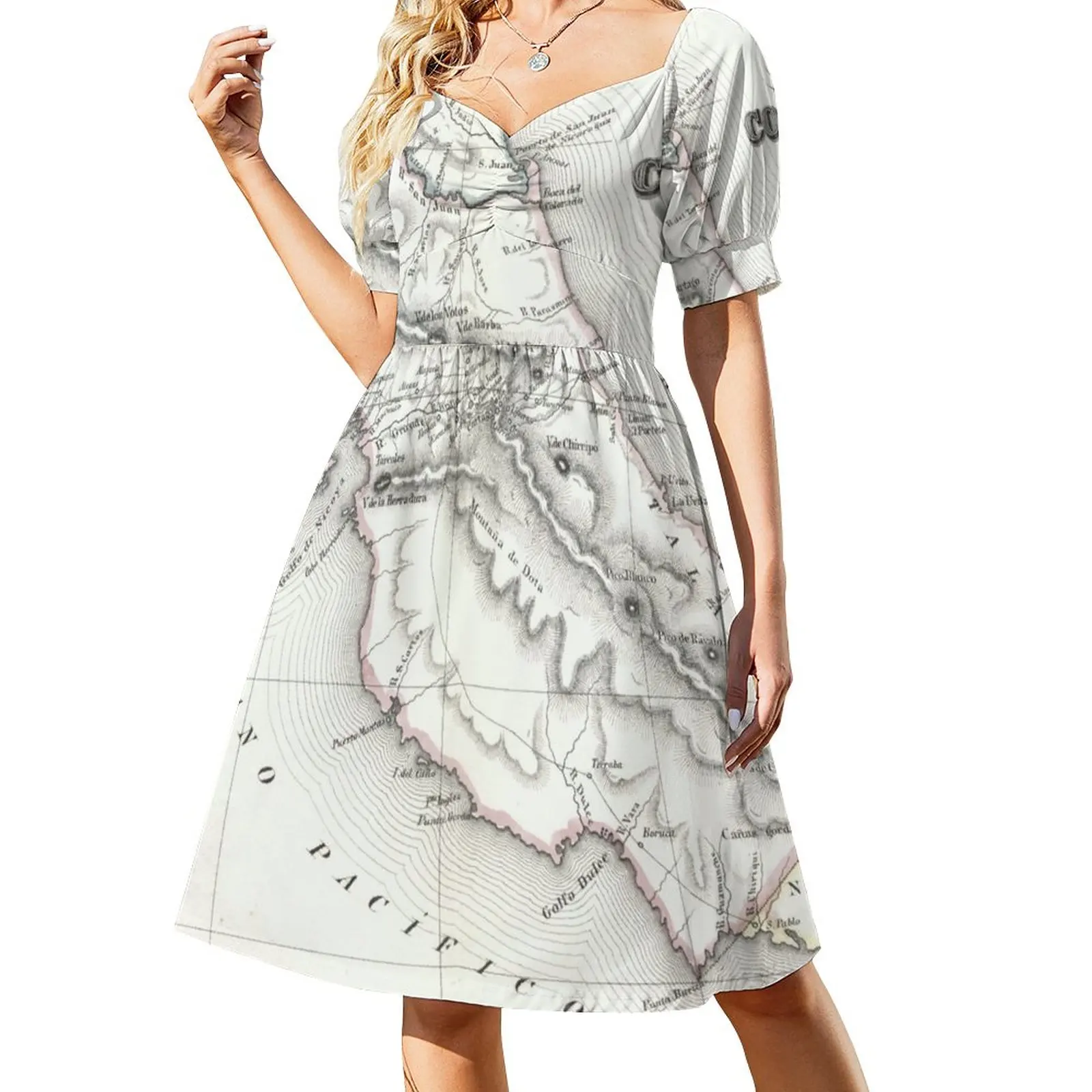 

Винтажное платье без рукавов с картой Коста-Рики (1850)