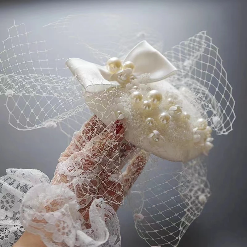 Bridal Hair Accessories Luxury Pearl Handmade Fascinator for Wedding