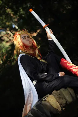 Rengoku Kyoujurou Perücke Kimetsu No Yaiba Cosplay Rot Gelb Gemischt Hitzebeständige Kunsthaar Rollenspiel Halloween Kostüm Perücken – Detail 7