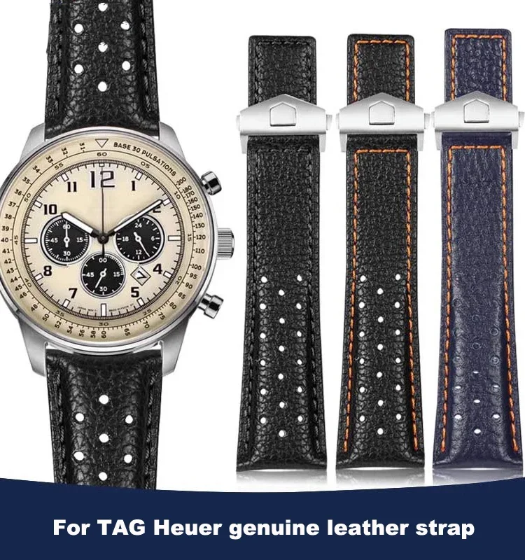 Per Tag Heuer Strap Monaco Carrera Cinturino Da Polso Smerigliato Cinturino In Pelle Di Qualità In Pelle Di Vitello Accessori Per Orologi 22Mm