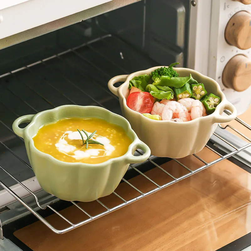 250ml Kürbisform Keramikschüssel mit Deckel Salat Müslischale Glasur Suppe Brei Backgeschirr Ofen Party Backform Küchengeschirr_voghion.com