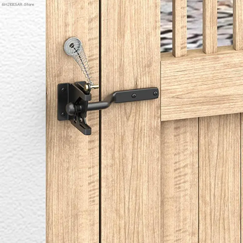 Heavy Duty Black Silver Door Latch Lock Self Locking Gate Catch Weather Protection Auto Door Latches Black Silver Lock Set