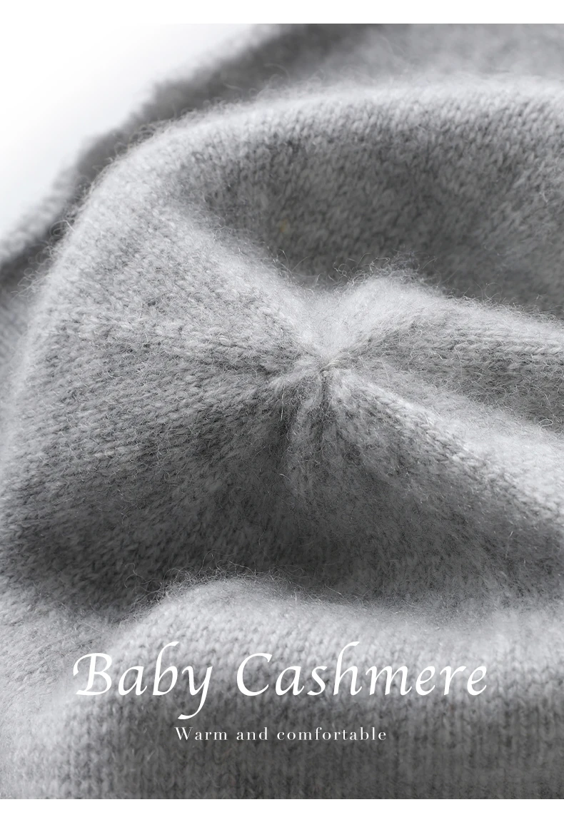 2025 Winter Unisex 100 % Kaschmir Hüte Outdoor Casual Warm Halten Einfarbig Kaschmir Gestrickte Beanie Hut Frauen/Männer Hedging caps – Detail 19
