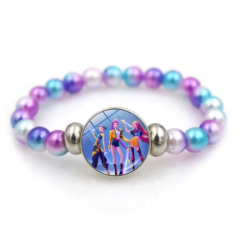 Kpop Demon Hunter HUNTR/X & Derpy Beaded Bracelets – Anime K-Pop Character Stretch Bracelet Set