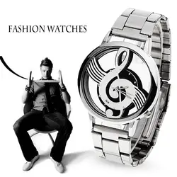 2023 Reloj Mujer Fashion Transparent Watch Women Music Note Watches Casual Stainless Steel Band Quartz Wristwatches Ladies Girls