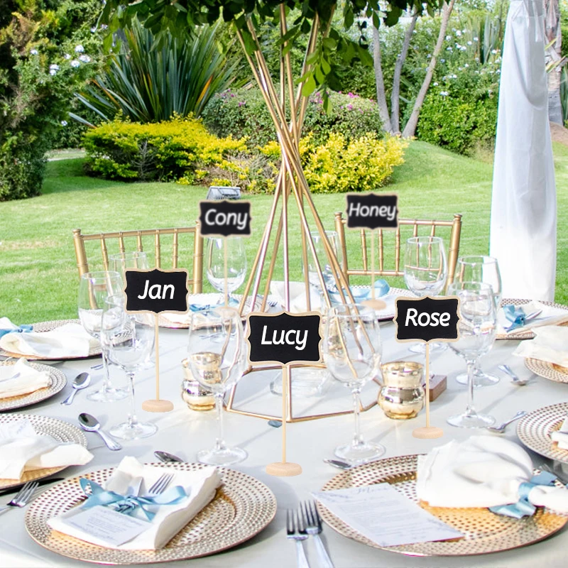 Mini-Tafelschild aus Holz, Nachrichtentafelständer, Essensbuffet-Etiketten für Hochzeit, Geburtstag, Party, Tischdekoration, Tischkarte – Detail 2