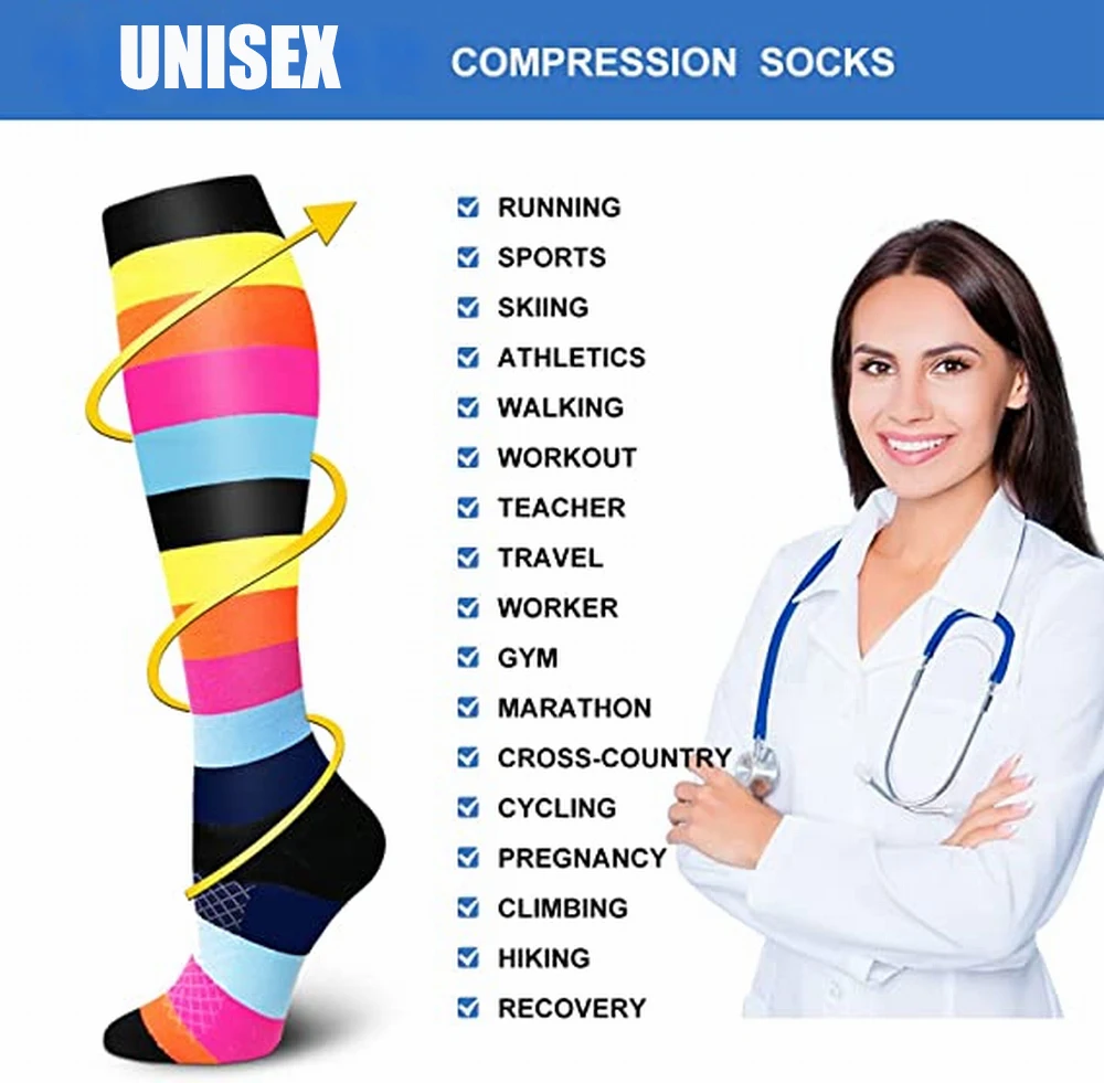 Sports Compression Socks Medical Nursing Socks For Cycling Running GYM Athletic Circulation Stockings Women Men cycling Socks