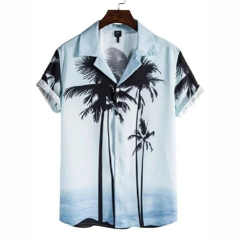 Camisa Havaiana LEFTGU Masculina - Estilo Tropical Com Caimento Justo