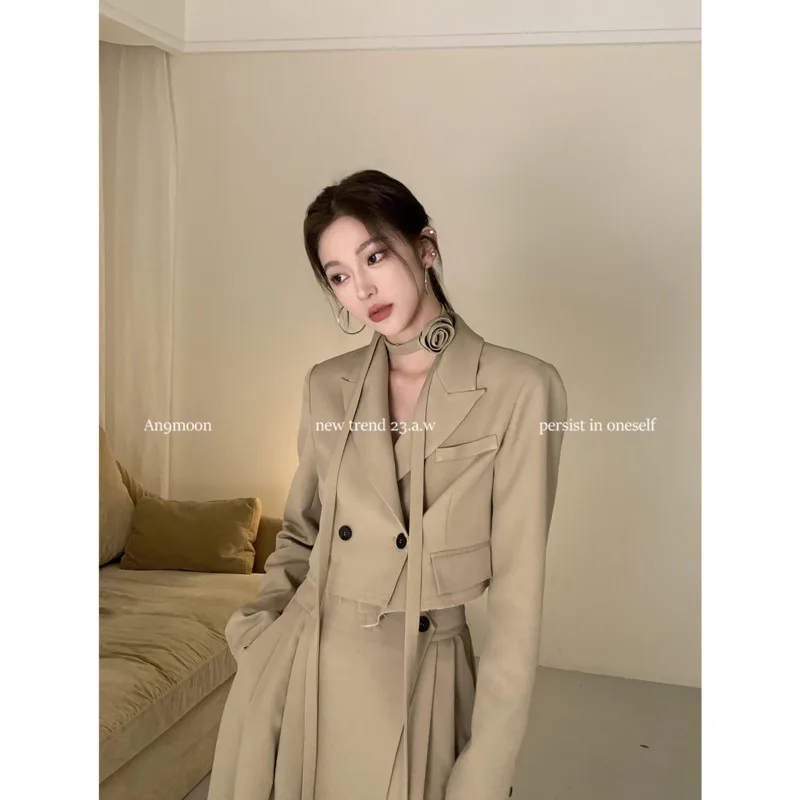 BJTZ Vintage Temperament Fashion Long-sleeved Short Suit Jacket Female Pleated Skirt Two-piece Set Female 2025 New Model 6