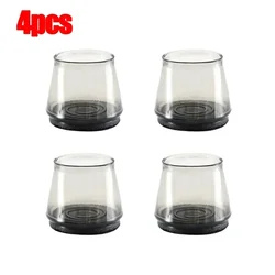 Clear Silicone Chair Leg Floor Protectors with Felt Pads, Set of 16 - S(18mm - 25mm) (Black - 4pcs)