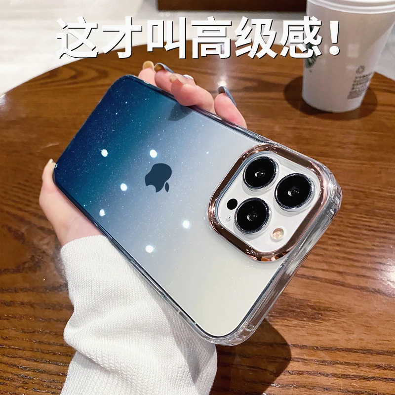 Luxury Gradient Glitter Bing Purple Phone Case - Transparent Shockproof Cover