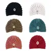 Fashion Winter Warm Hijab Caps Soft Thick Bohemia Turban Diamond Jewelry Wool Knitting Knitted Hats for Women 3