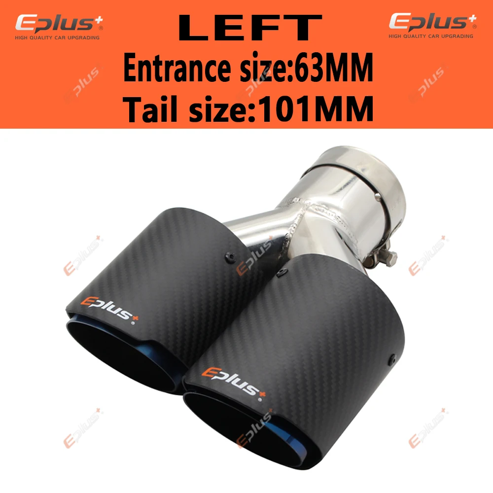 Uitlaat Eindpijpdemper 1 ST Auto Modificatie Universele Dual Glanzend Zwarte Auto Uitlaatpijp UITLAAT Pijp Koolstofvezel Uitlaat Tip Universeel Uitlaat Eindpijp (Color : 76-101MM