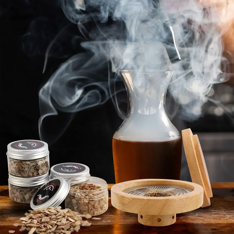 Wooden Cocktail Smoker Kit with Flavor Wood Chips