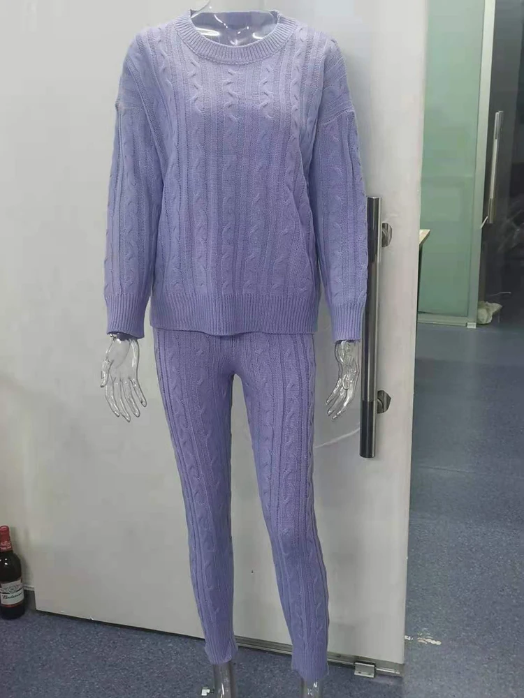 Casual Women Long Sleeve Pullover Sweater Sets