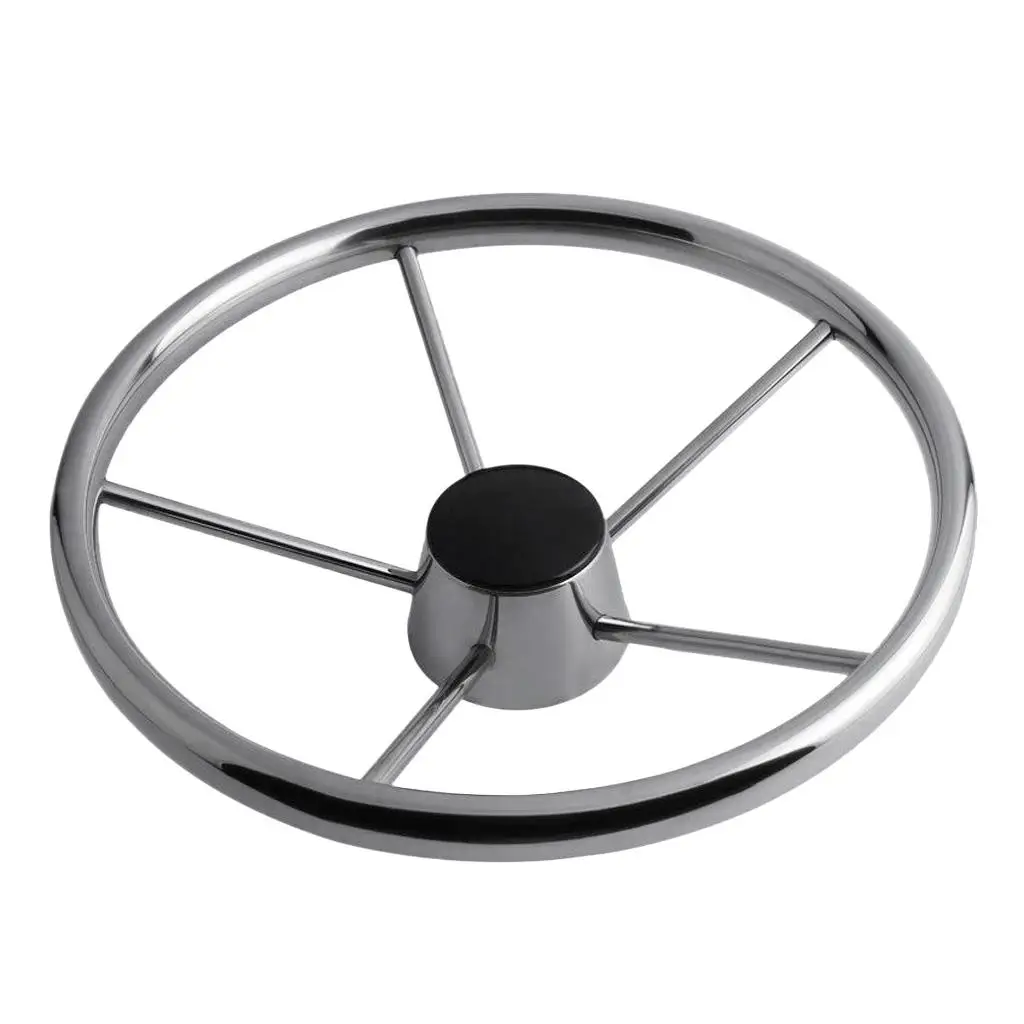 Universal 304 Stainless Steel Marine Pontoon Boat Yacht 5 Spoke Steering Wheel