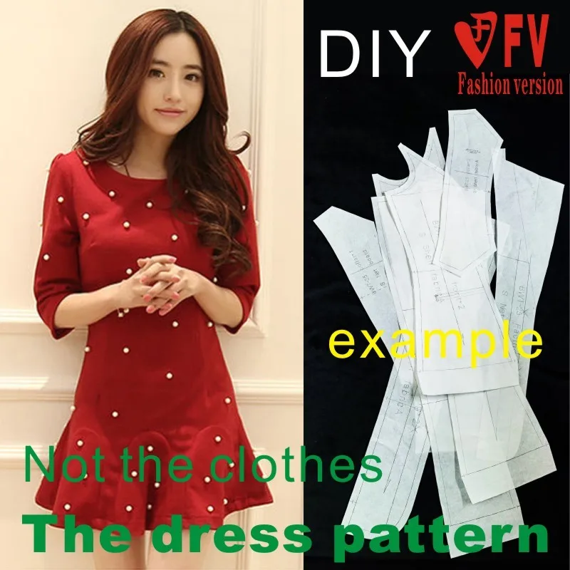 Dresses Sewing Pattern Template Cutting drawing Clothing DIY ((Not selling clothes)) BLQ-156