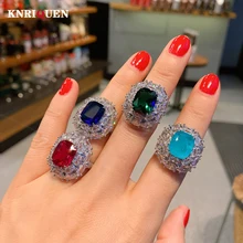 

2022 New 925 Sterling Silver 10*12mm Sapphire Ruby Paraiba Tourmaline Emerald Ring for Women Cocktail Party Rings Fine Jewelry