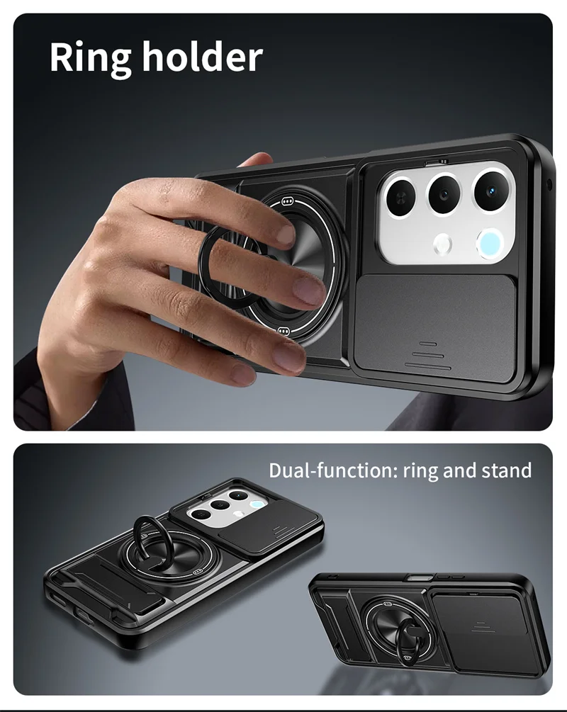 Shockproof Armor Case with Car Magnetic Holder and Lens Protector