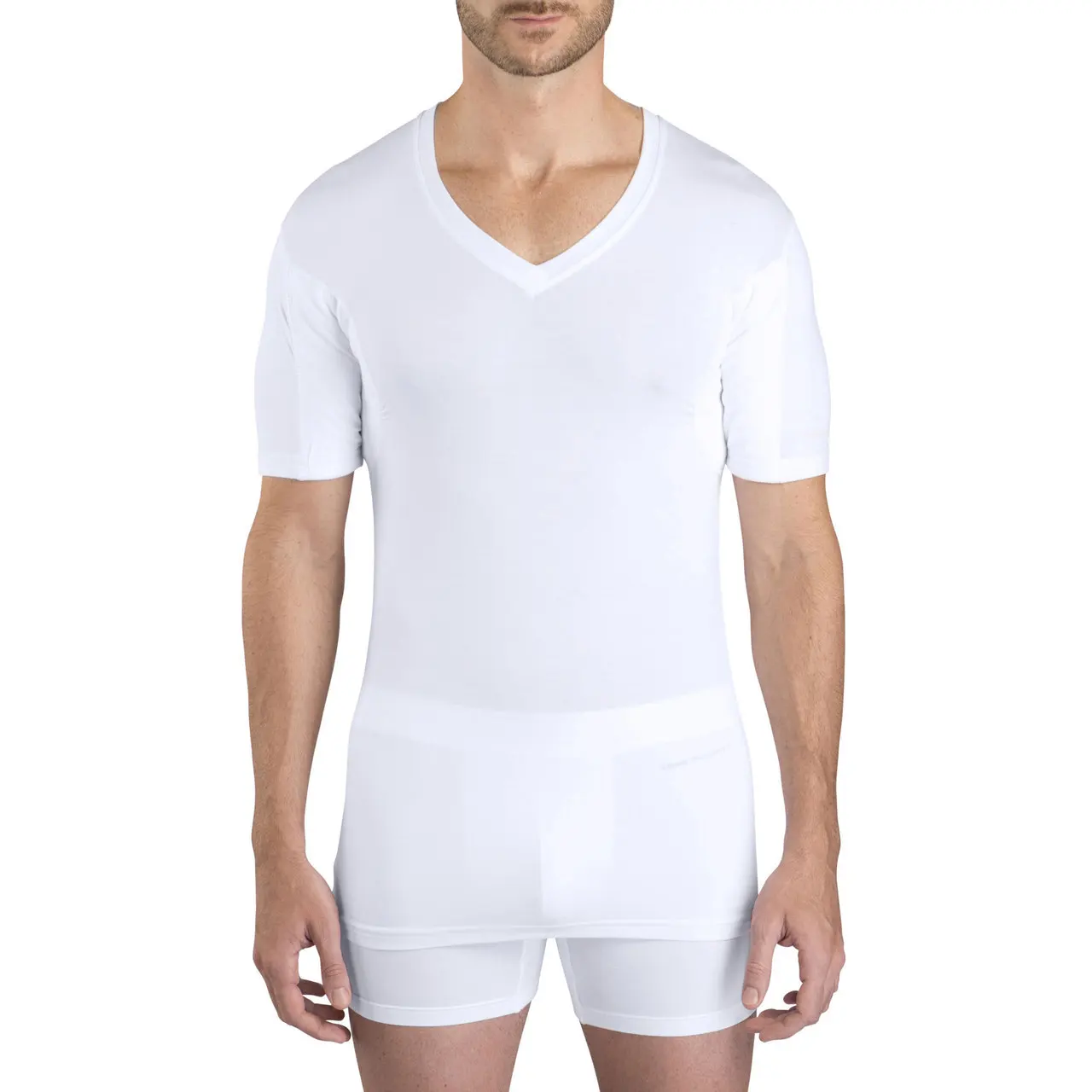 

Men's Deep V-neck Sweat Proof Underarm Pads Strong Elastane New Invisible No-loosing Shape Slim Fit Undershirts