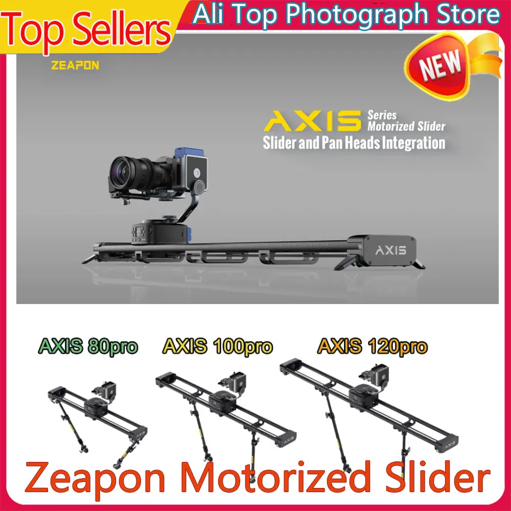Camera Track Slider Zeapon AXIS 80 Pro 100 Pro 120 Pan Heads Multi-axis Motorized Slider Carbon Fiber Camera Slide LCD Screen Photography