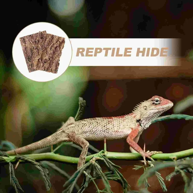2Pcs Terrarium Tree Bark Decor Turtle Snake Hide Tree Bark Lizard Climbing Tree Bark Reptile Tank Decor 4