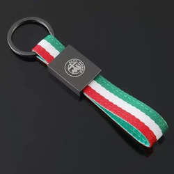 Luxury Leather Car Badge Keychain with Alfa Romeo Logo - Elegant Accessory (3)