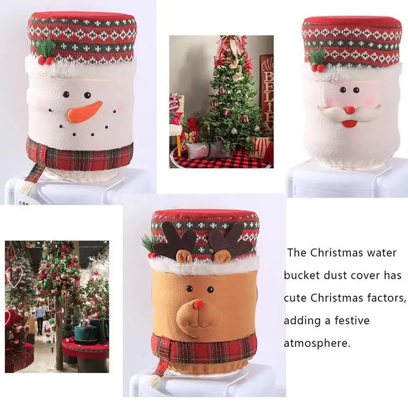 Water Dispenser Cover Christmas Drinking Barrel Dust Protector Stretchy Water Bucket Dust Defense Reusable Dispenser