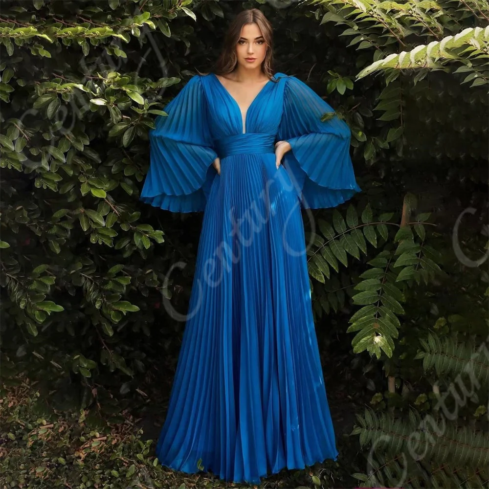 Pleated Mother Of the Bride Dress Elegant A Line Party Dress Long Sleeves Woman For Weddings Vestido De Noche Custom mother bride dresses,women party dresses