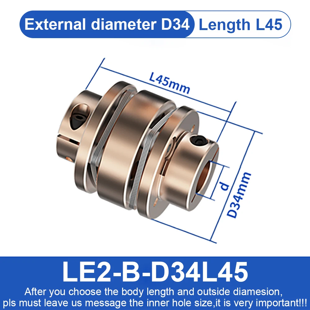 Flange Coupling LE D34L33/45 Flexible Motor Shaft Coupler Aluminium  Diaphragms Universal Joint For 3D Printer Cardan CNC - AliExpress