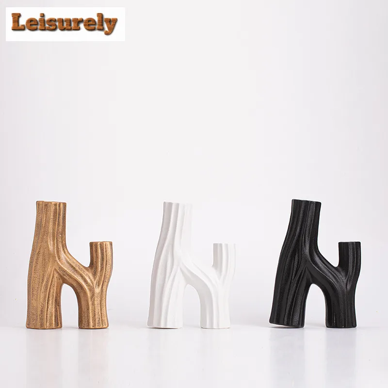 Zen Black Flower Pot Creative Ceramic Vase Dried Vine Simulated Ceramics Flower Insertion Home Dining Wedding Decor Ornament