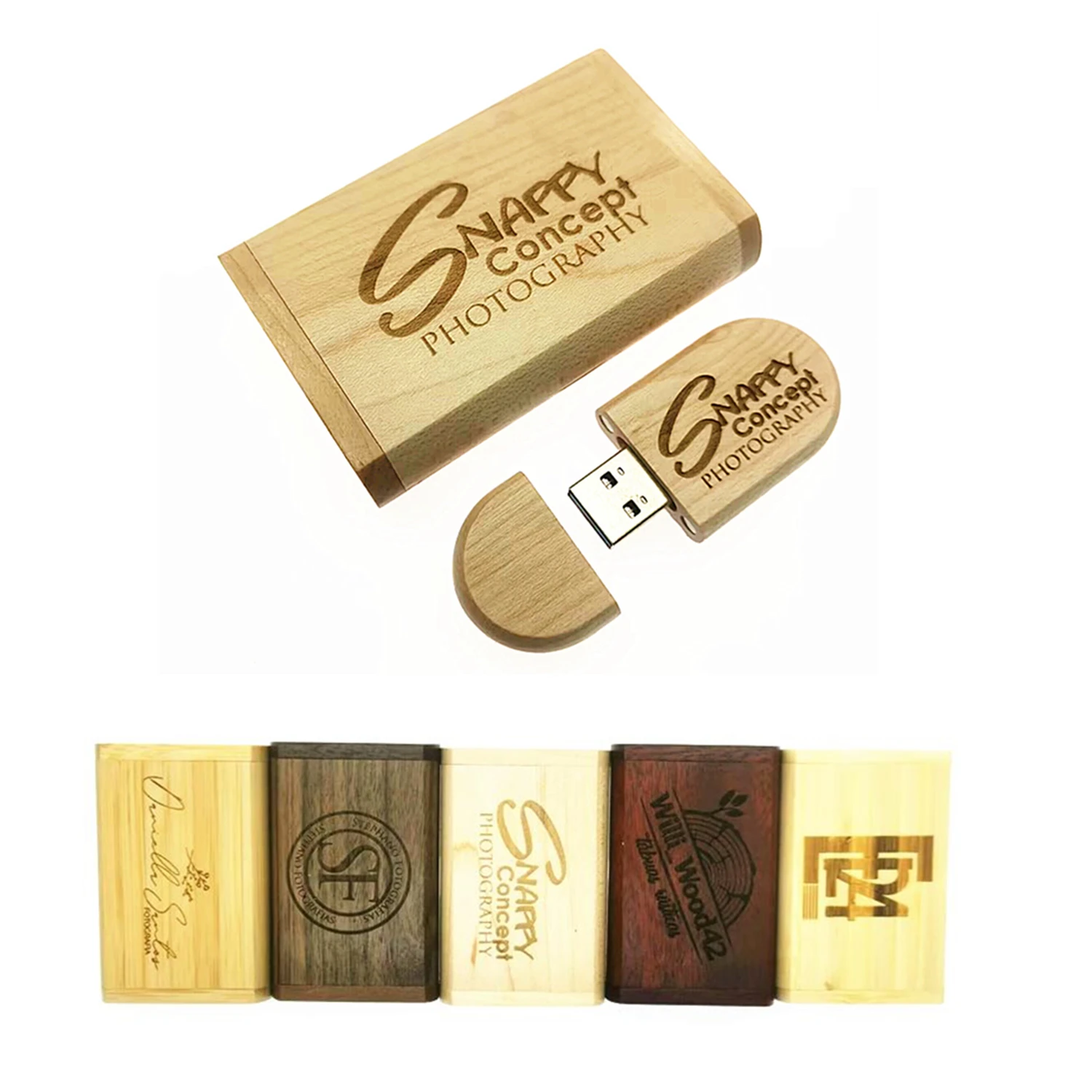 

1 Pcs Free Logo Personal CustomizedUSB Flash Drive 128GB Memory Stick 2.0 Wooden Pendrive 4GB 8GB 16GB 32GB 64GB Wedding Gift