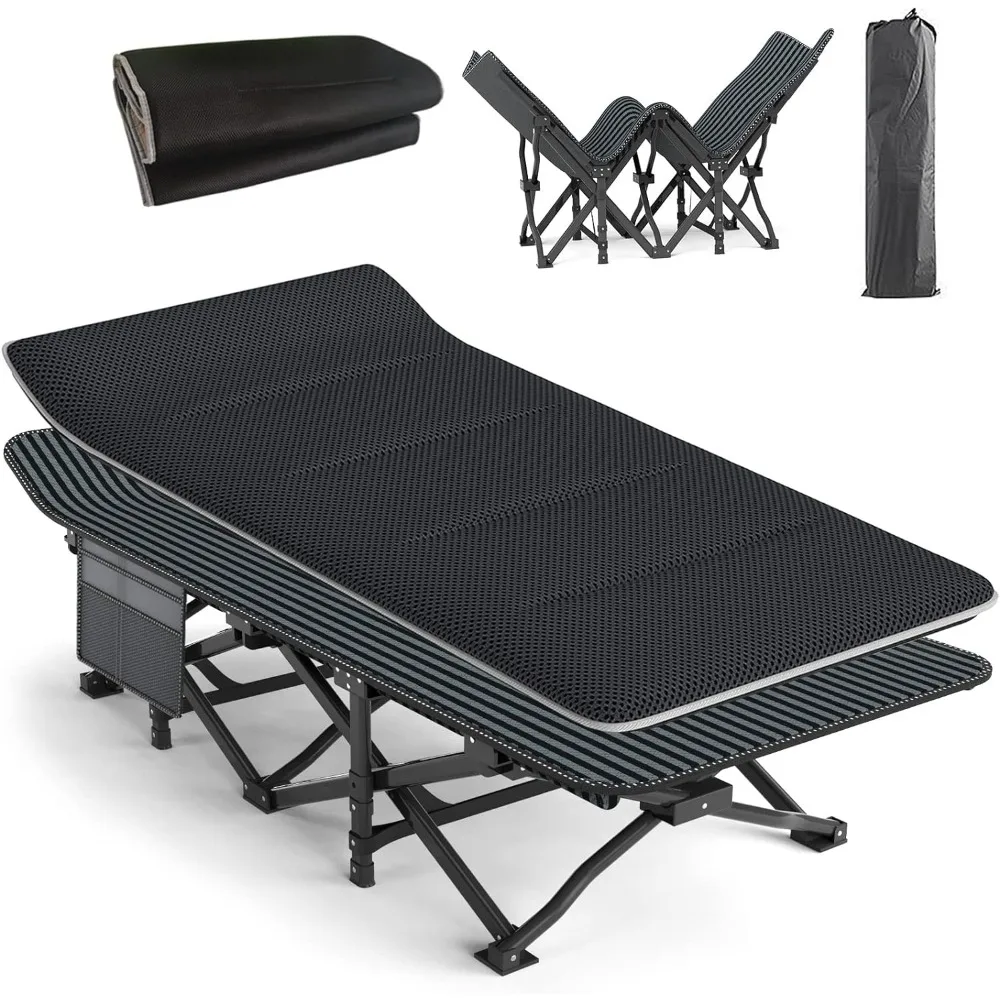 

Camping Cot for Adults with Cushion Comfortable, Tent Folding Cot for Sleeping, Lightweight Folding Bed