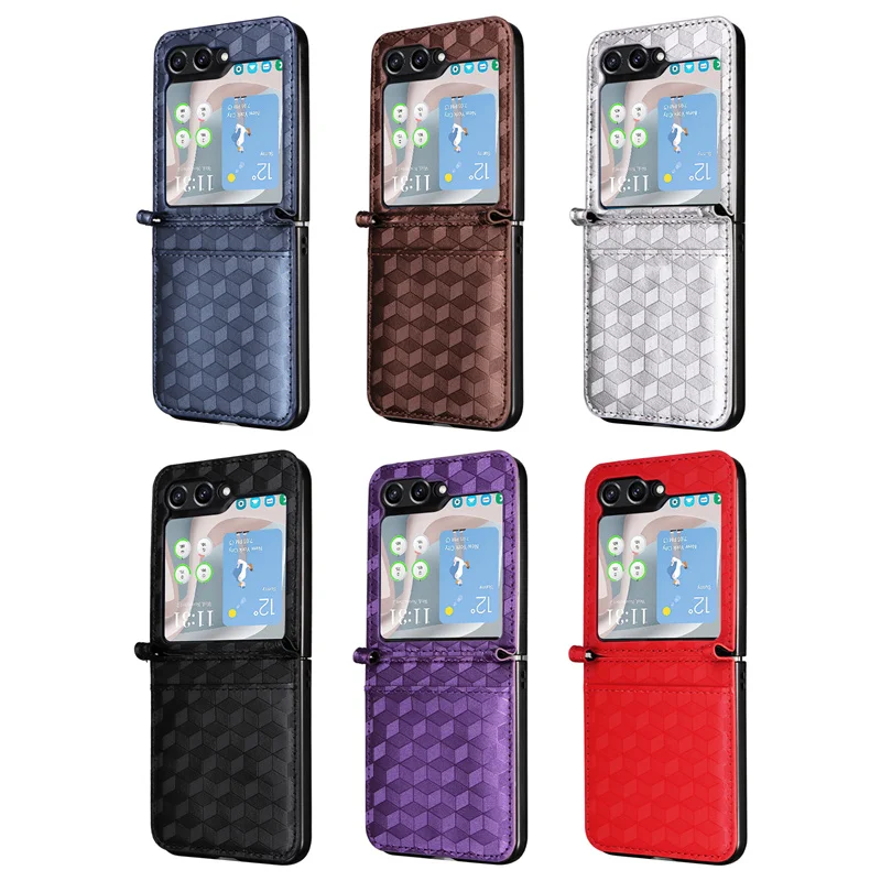 Per Samsung Galaxy Z Flip 5 Linee Stereoscopiche Inser Card Flip Wallet Case Borsa Per Galaxy Z Flip 4 3 2 Cover Magnetica Per Telefono