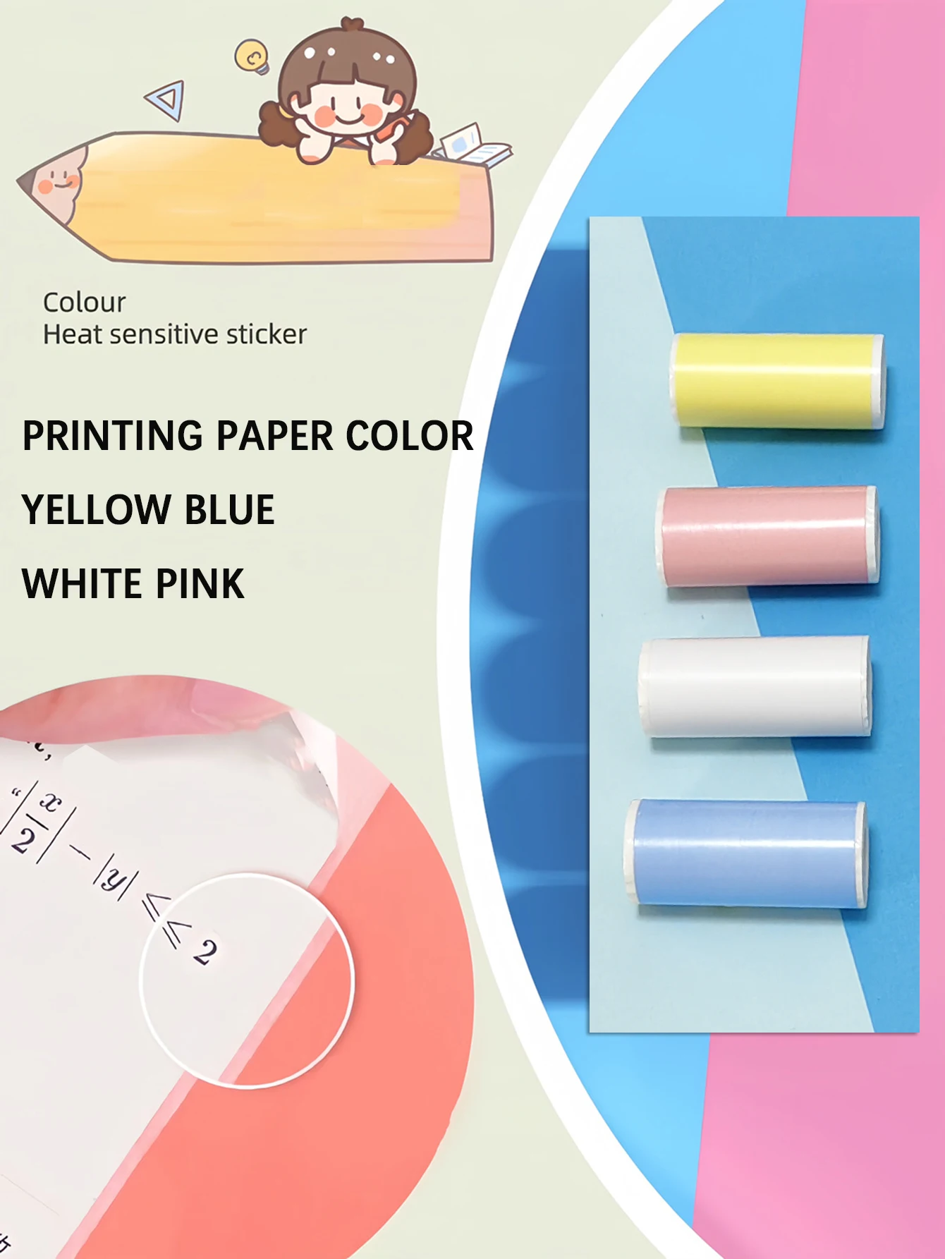 Mini Printer Paper 57 X 25mm Thermal Label Paper ,Sticker, Color Paper, White Self-Adhesive Sticker For Mini Printer
