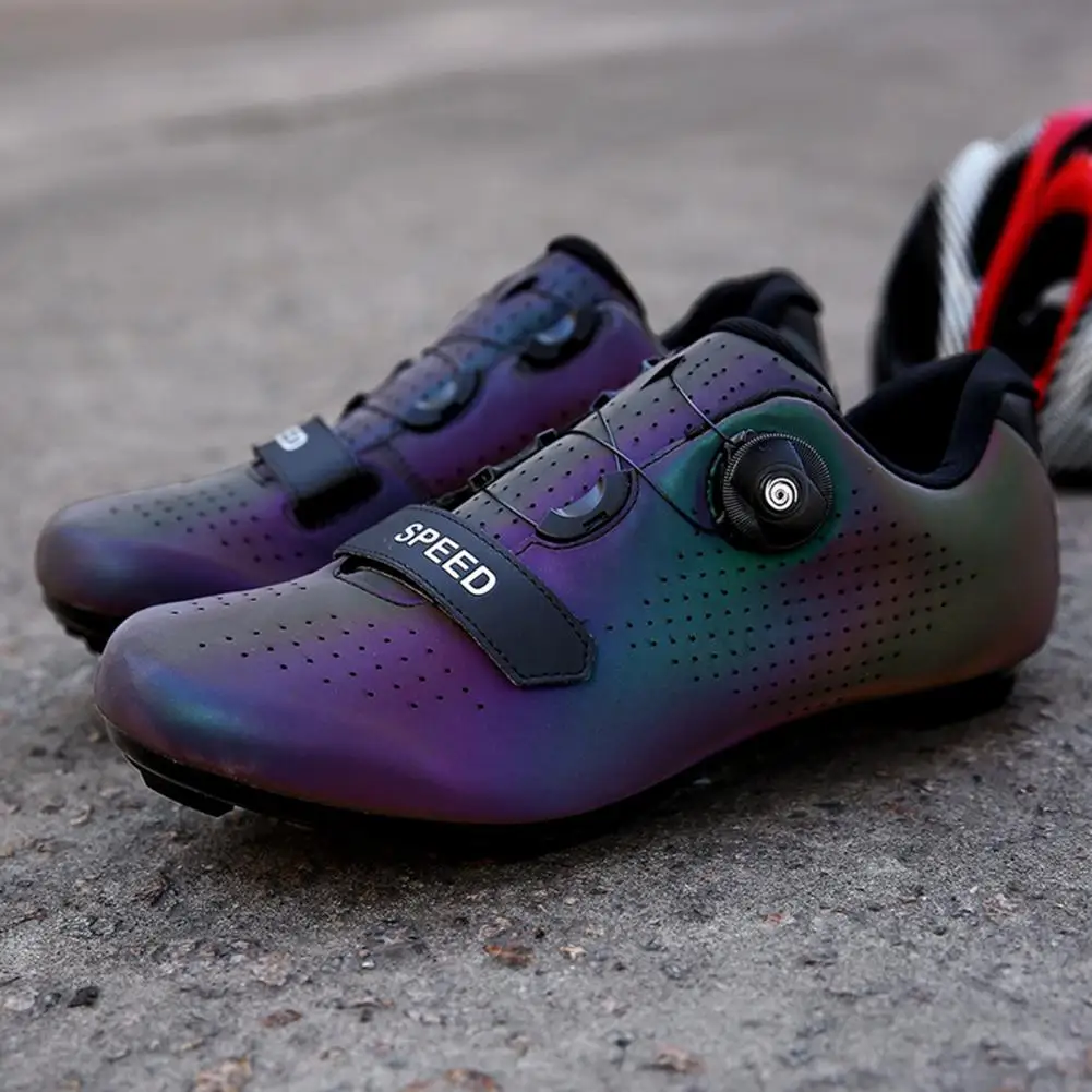 1Pair Fashionable Men Cleats Shoes Rubber Cycling Sneakers Impact Resistant Smooth Surface Mens Cycling Spinning Shoes