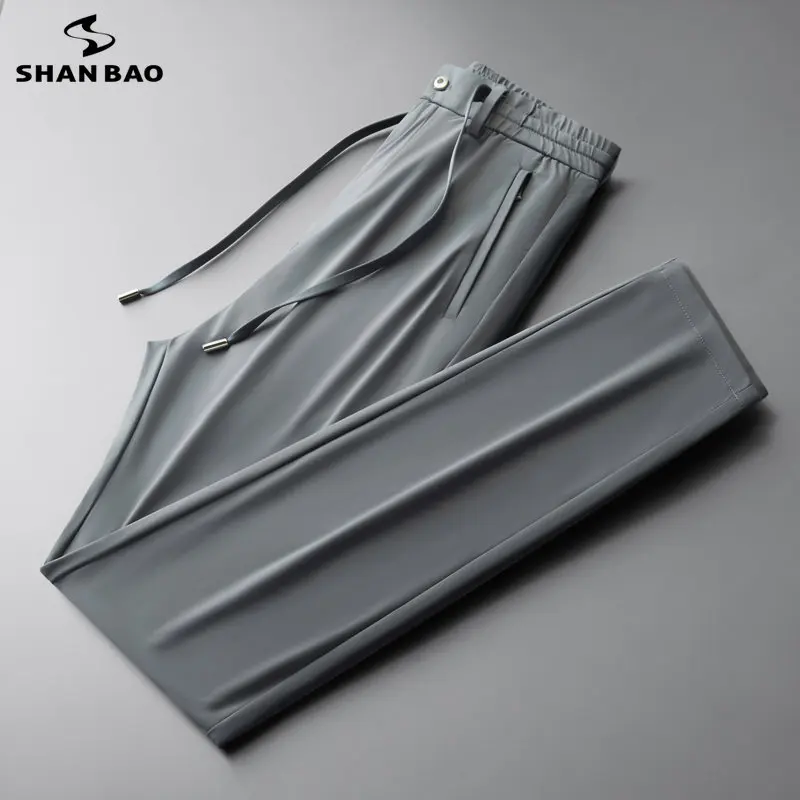 

SHAN BAO Spring and Summer Thin Gray Casual Pants Slim British Business Men's Pants Men's Solid Color Slim Straight Suit Pants