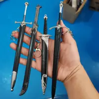 22cm Elves Anduril Middle-earth Weapon Glamdring Aragorn Narthil Sword Metal Katana Samurai Sword Keychain Ornaments Gifts Toys 2