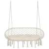 Outside Patio Swing Chair W/ Steel Frame, Built-In Armrests, & Curved Back White 1